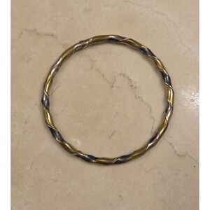 Two Tone Sterling Silver Brass Twisted Bangle Bracelet